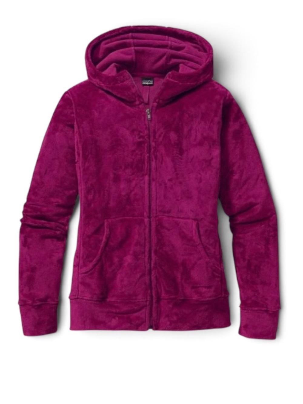 Patagonia Plush Synchilla Fleece Hoodie Women Medium Magenta Full Zip Hiking EUC